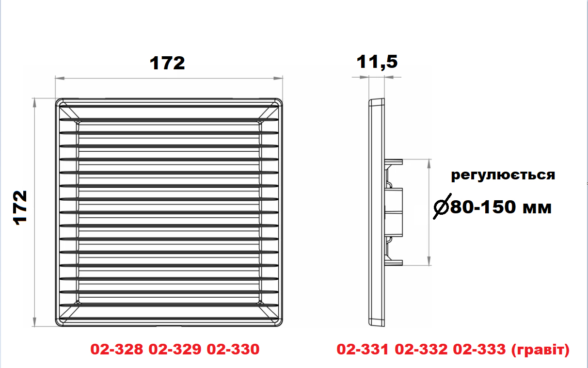 AirRoxy KzZR 170x170 white (02-331) Габаритні розміри