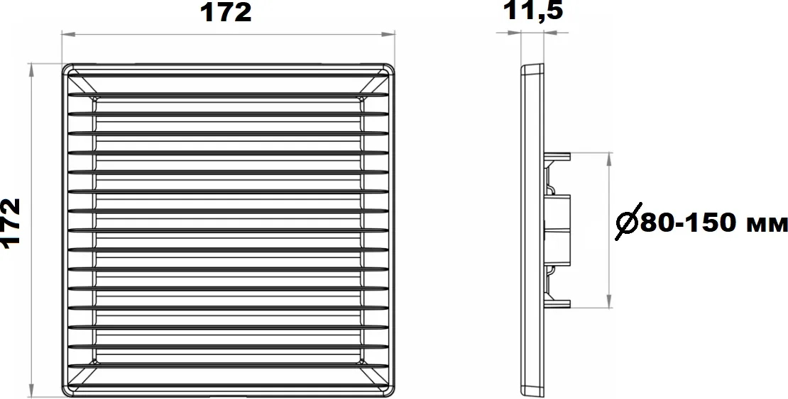 AirRoxy 170x170 white (02-328) Габаритные размеры