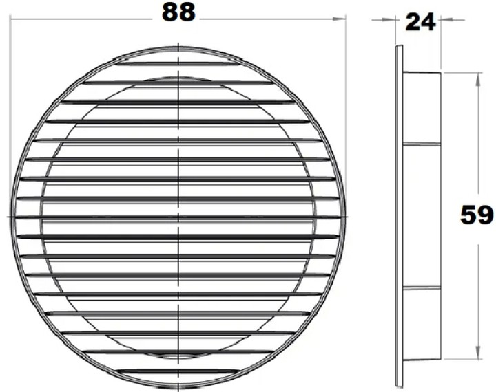 AirRoxy AOzSg 60 graphite 4 шт. (02-261) Габаритные размеры