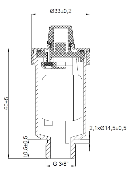 Invena 1/2" с обратным клапаном (CO-19-015-C) Габаритные размеры