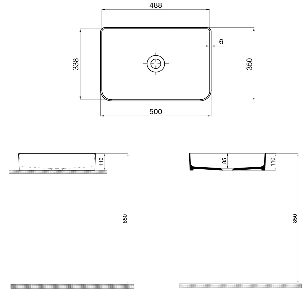 Quarter Bath Rapid 50x35 (UV0000161) Габаритні розміри