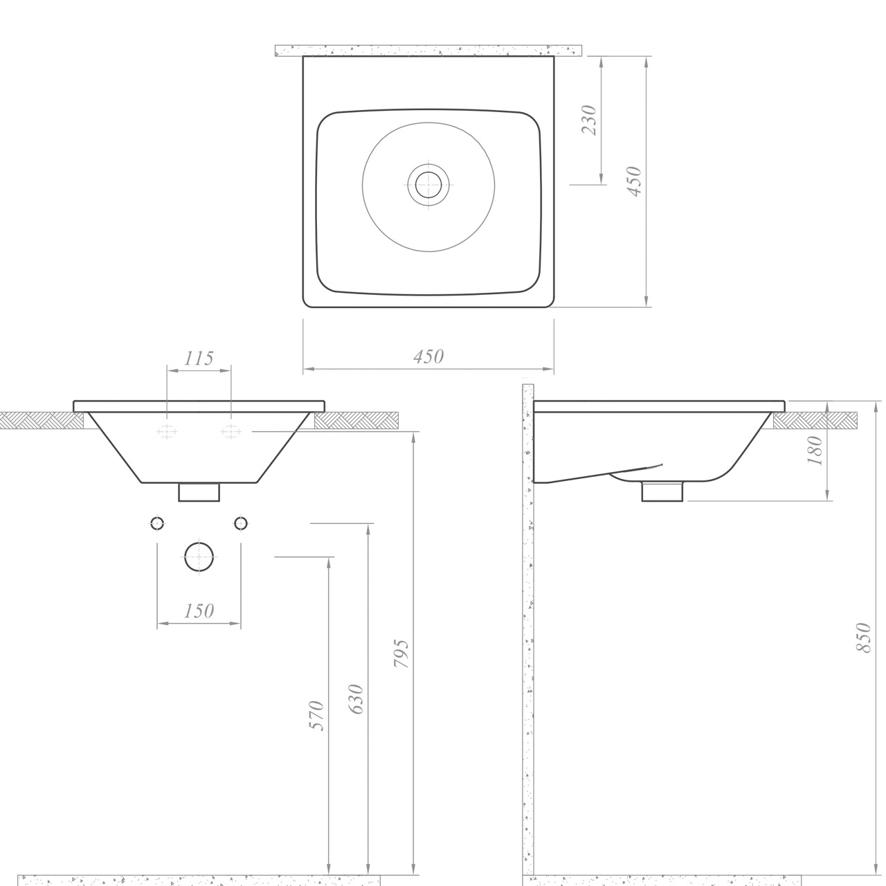 Kale Idea 2.0 45x45 (UV0000159) Габаритні розміри