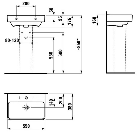 Laufen Pro S H8189580001091 Габаритні розміри