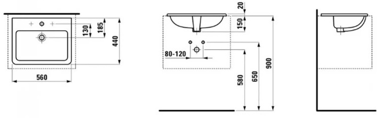 Laufen Pro S 56x44 см (H8189630001091) Габаритні розміри