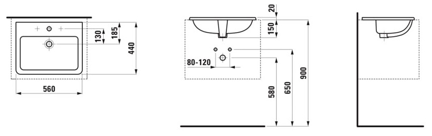 Laufen Pro S 56x40 см (H8189630001081) Габаритні розміри