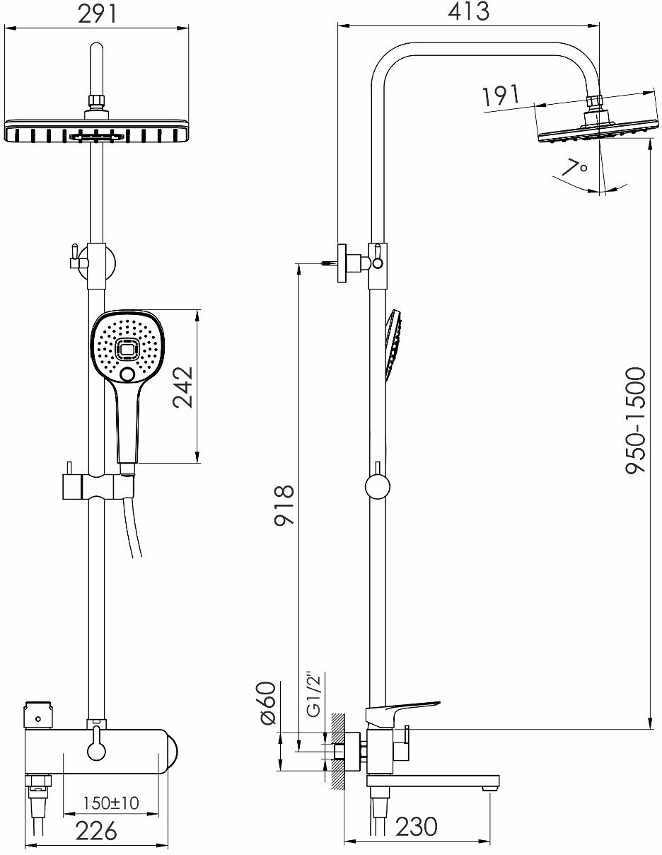 Imprese Loreta t03004301SQ Габаритні розміри