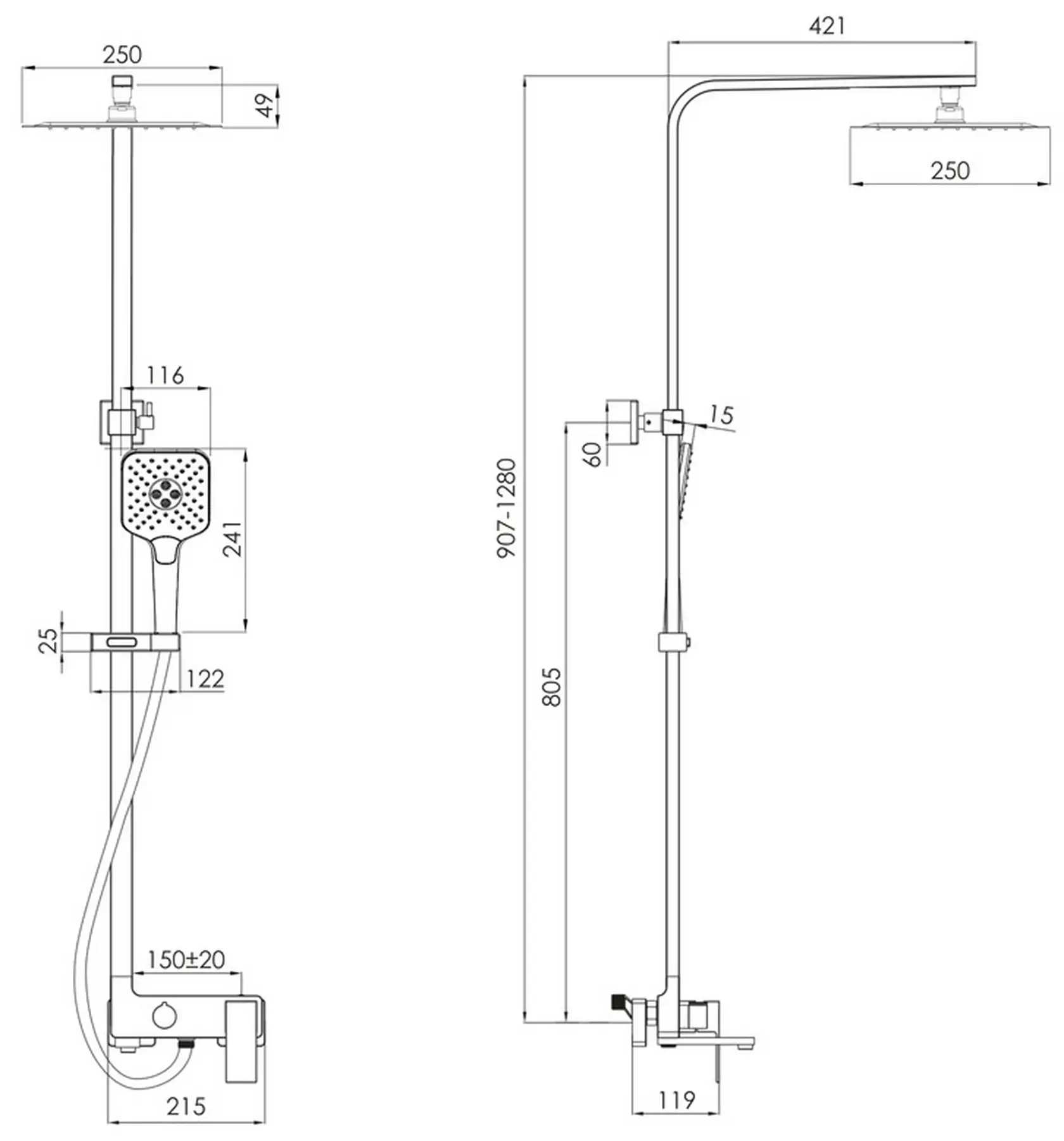 Imprese Violik t030B10801SQ Габаритні розміри