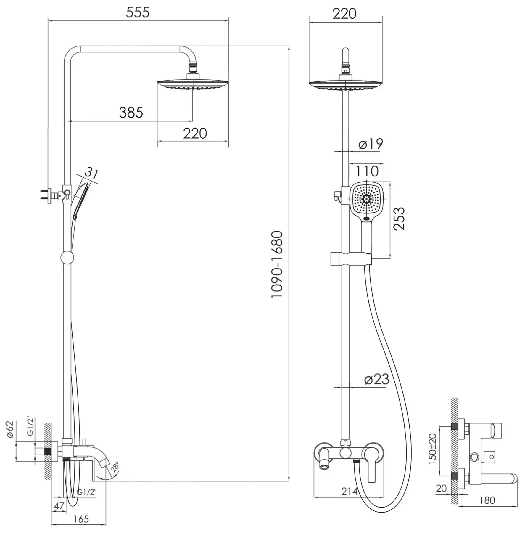 Imprese Kucera t030B03401SR Габаритні розміри