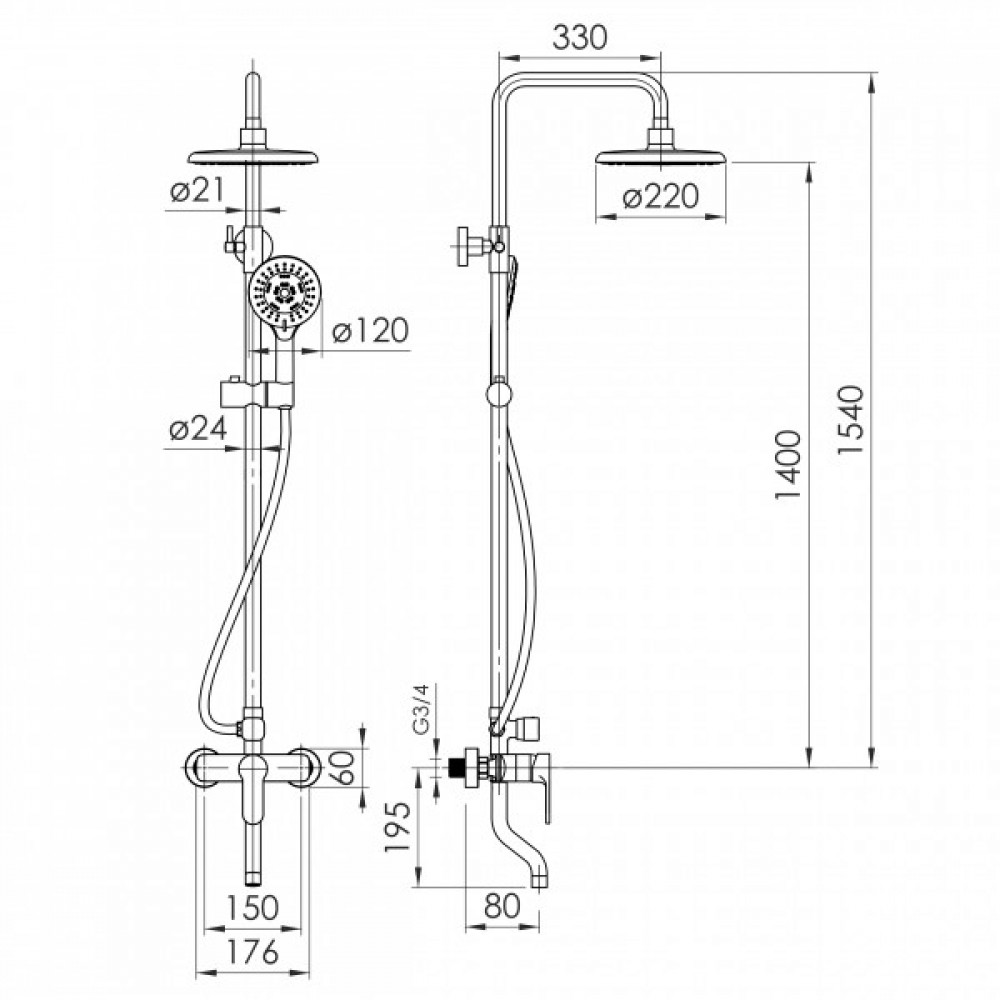 Imprese Modus B t030B08201SR Габаритные размеры