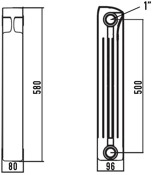 Suntermo 500/100 C3 (за 1 секцію) Габаритні розміри