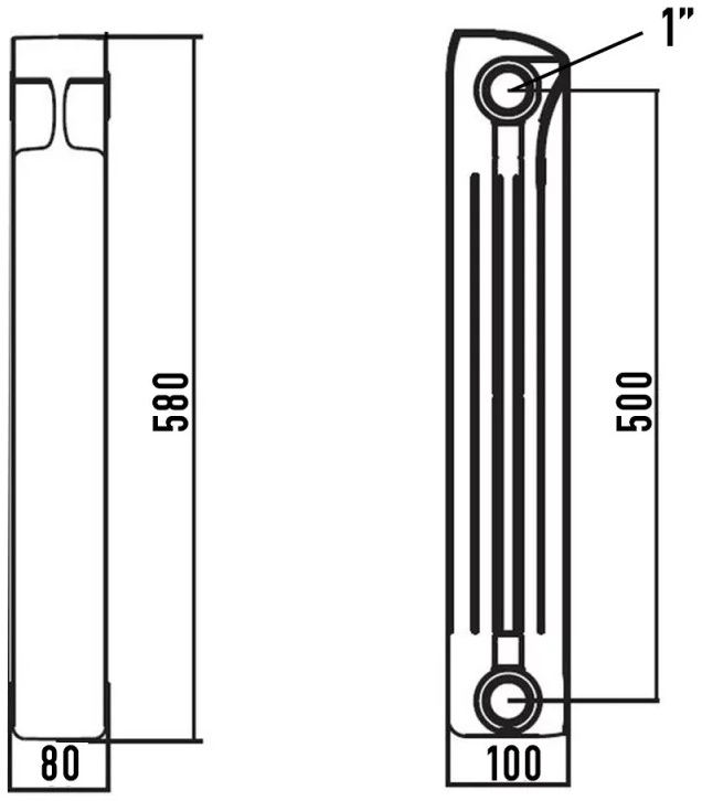 Suntermo 500/100 (за 1 секцію) Габаритні розміри