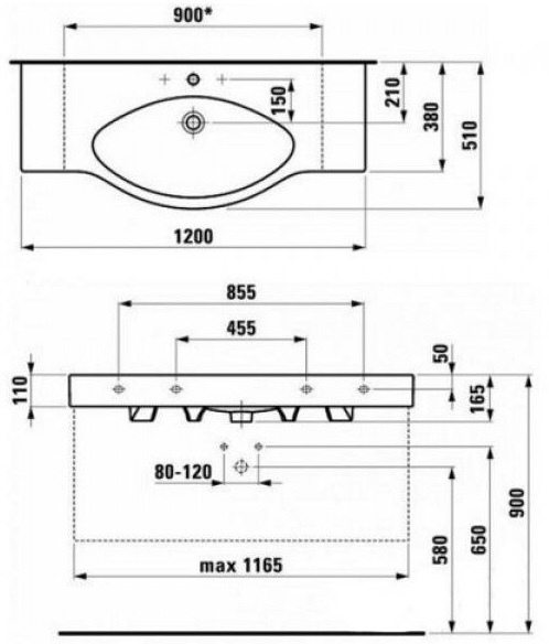 Laufen Palace H8117040001041 Габаритні розміри