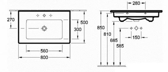 Villeroy&Boch Verity Line 4A128L01 Габаритні розміри