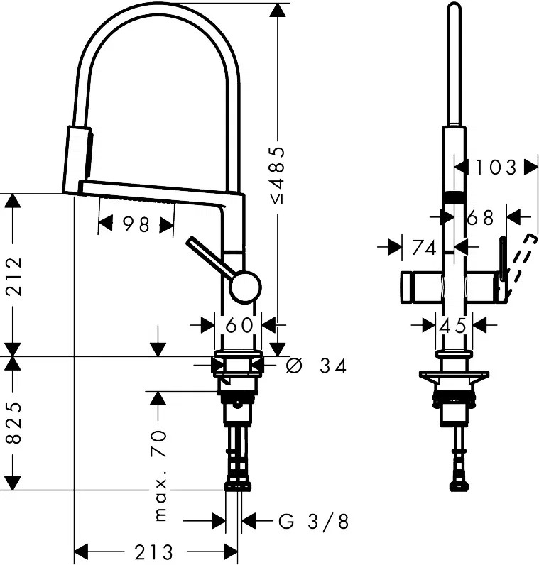 Hansgrohe Talis Select M54 72861000 Габаритні розміри