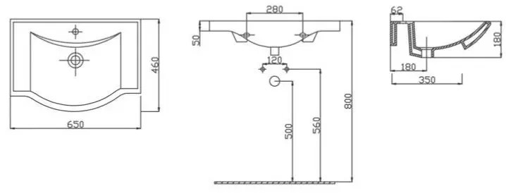 RJ Tulip RJFU081-0065WH Габаритні розміри