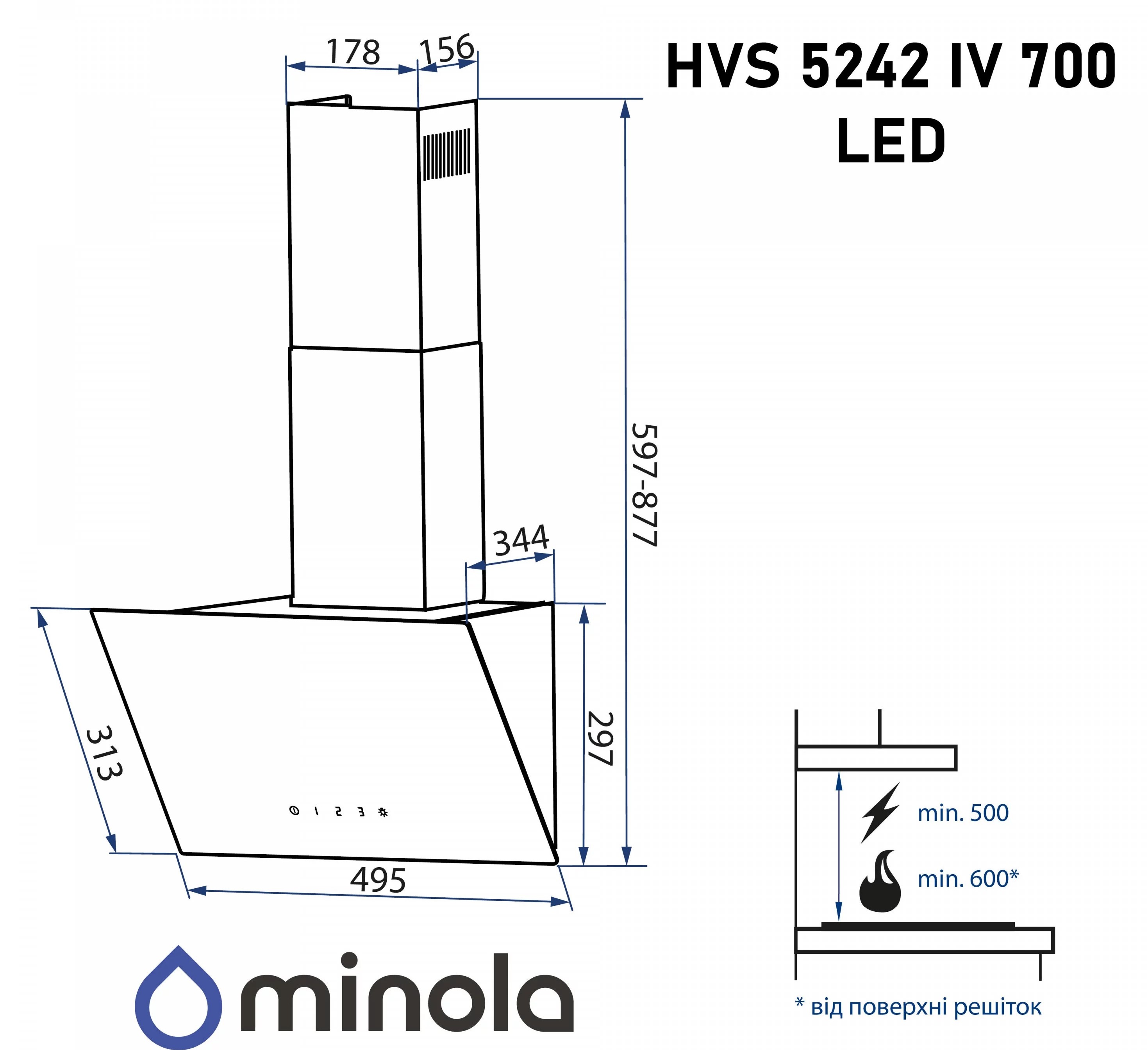 Minola HVS 5242 IV 700 LED Габаритные размеры