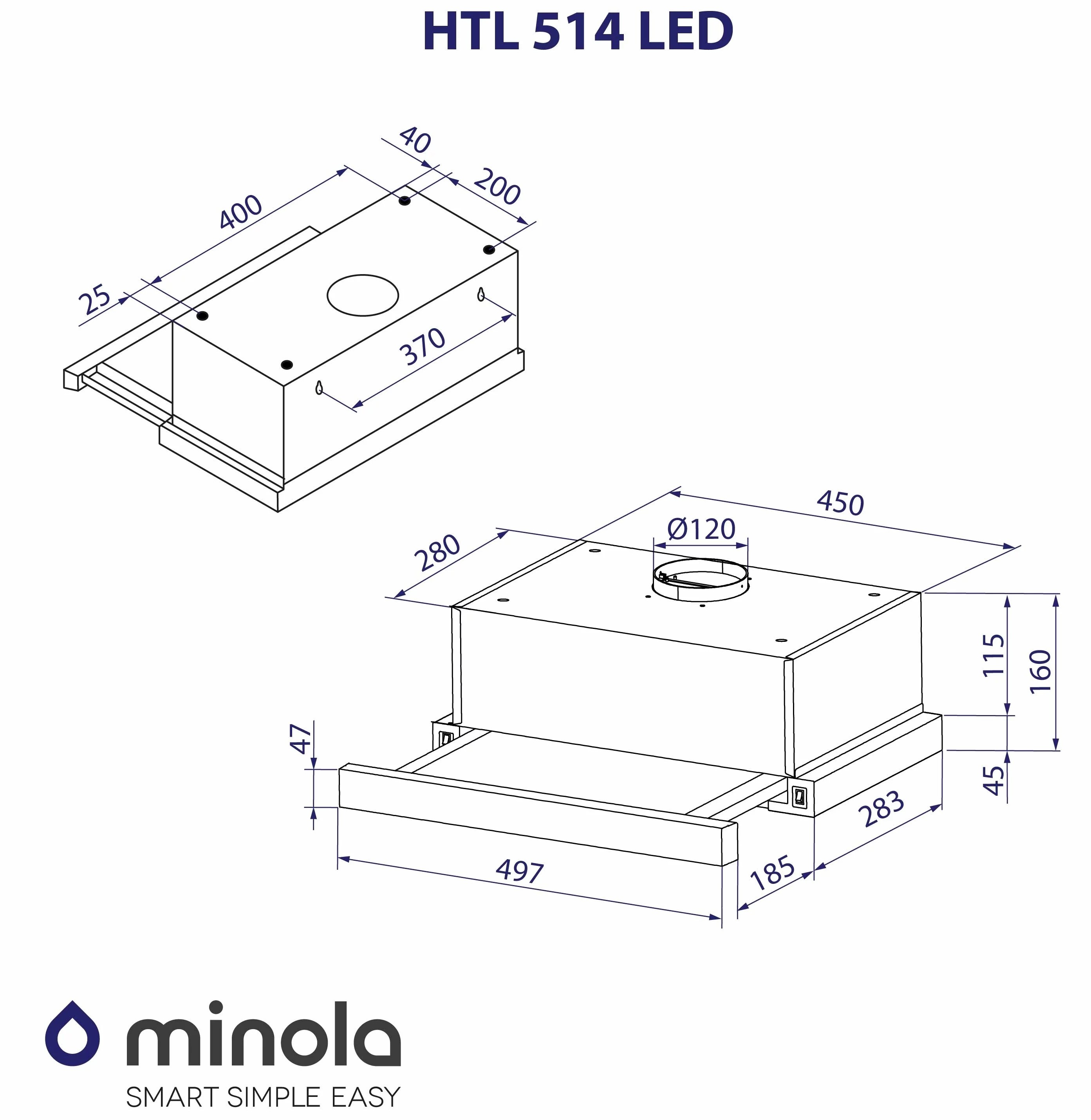 Minola HTL 514 BL LED Габаритные размеры