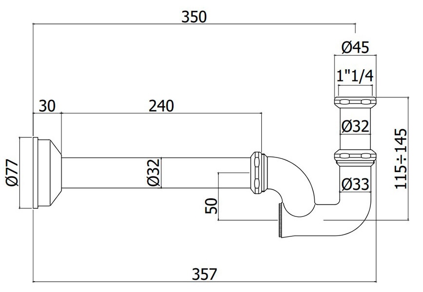 Paffoni Zacc 062 BR Габаритні розміри