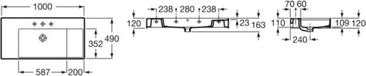 Roca Inspira A32752A000 Габаритные размеры