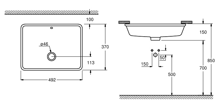 Grohe Cube Ceramic 3948000H Габаритні розміри