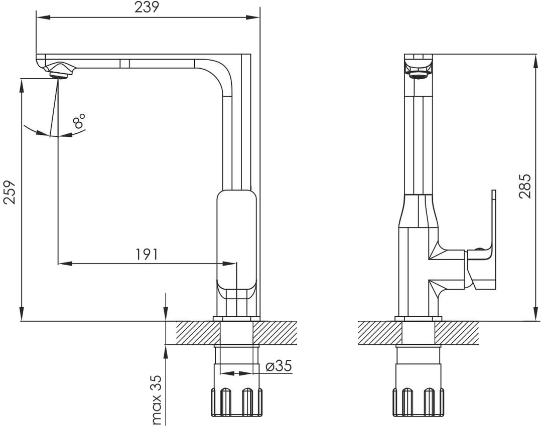 Imprese Pivot WB f03408501WB Габаритные размеры