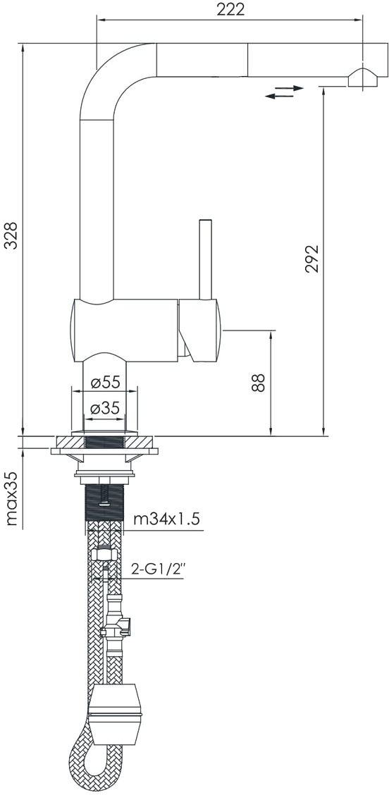 Imprese Pivot LT f03408502LT Габаритные размеры