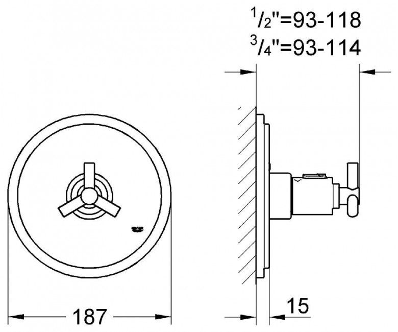 Grohe Atrio 19147000 Габаритные размеры