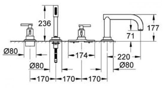 Grohe Atrio Jota 19142000 Габаритные размеры