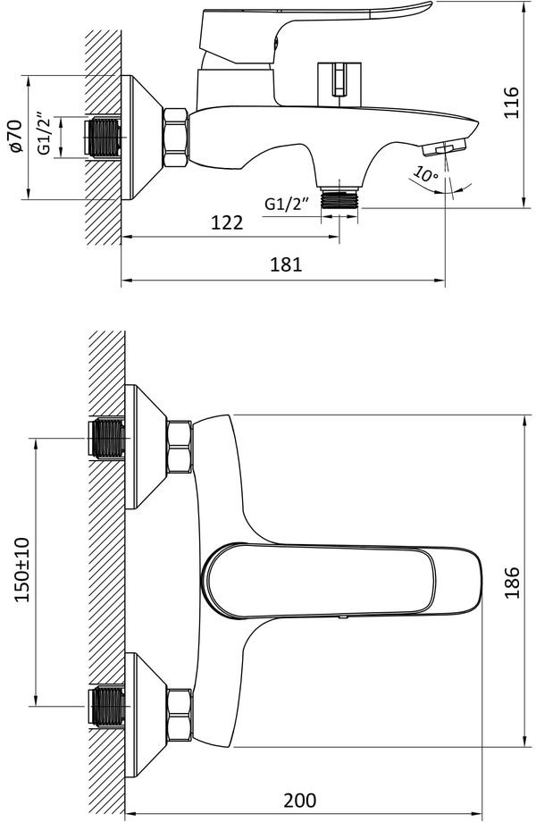 RJ Slip RBZ090-3 Габаритні розміри