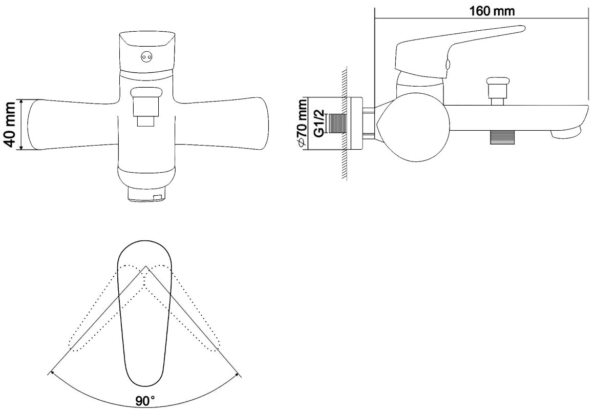 RJ Butterfly RBZ074-3 Габаритные размеры