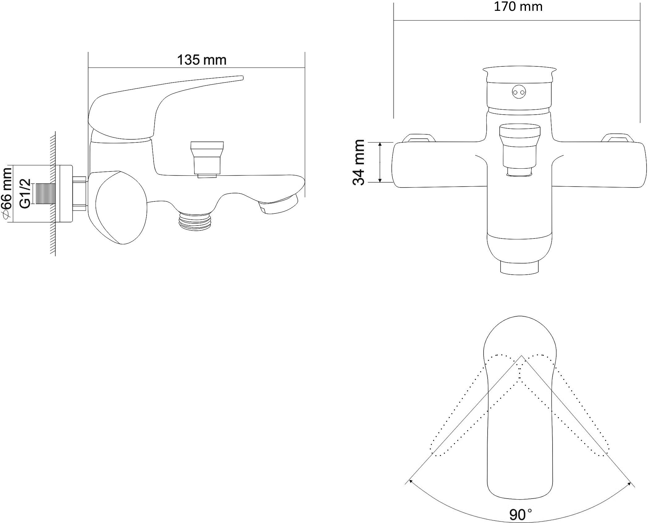 RJ Flora RBZ072-3 Габаритні розміри