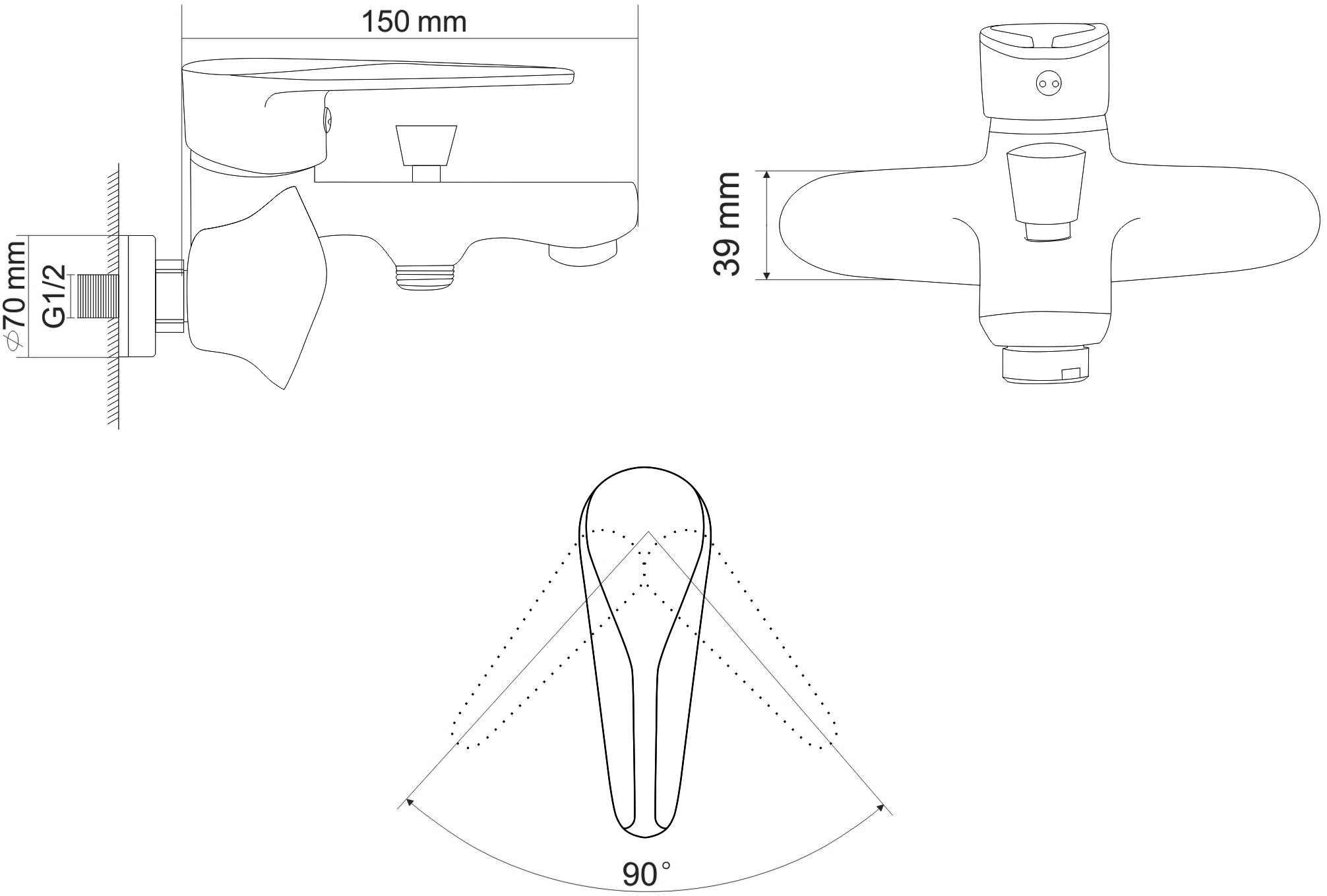 RJ Tulip RBZ081-3 Габаритні розміри