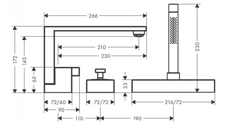 Hansgrohe Axor Edge 46430300 Габаритные размеры