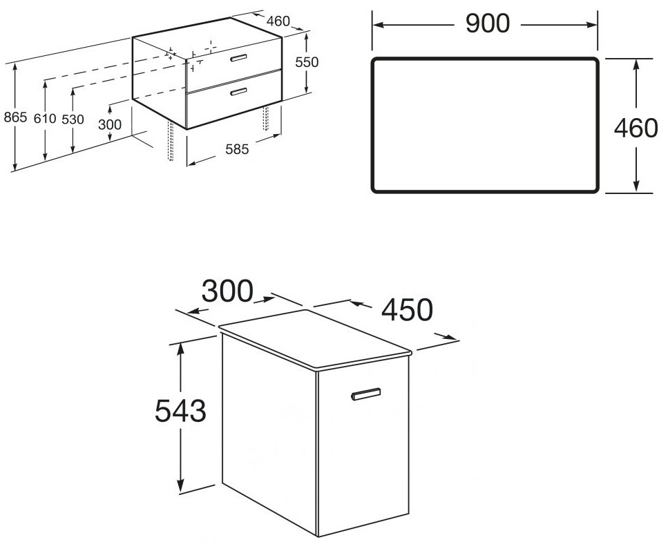 Roca Victoria Basic Modular A85657580D Габаритные размеры