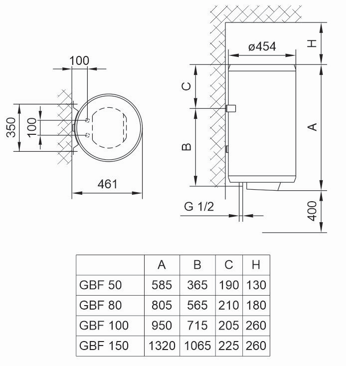 Tiki GBF 50 V9 (700146) Габаритні розміри