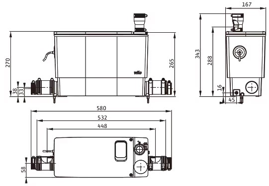 Wilo DrainLift MINI3-XS-EF (6095127) Габаритні розміри