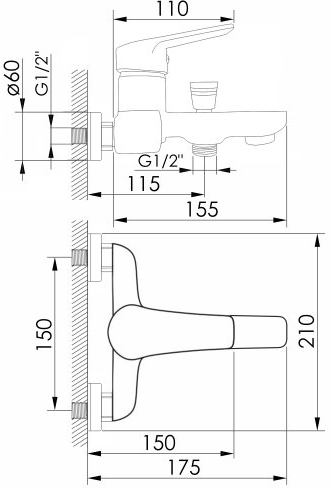 Imprese Krasa f03208601AA Габаритные размеры