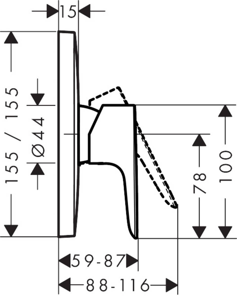 Hansgrohe Talis E 71765670+01800180 Габаритні розміри