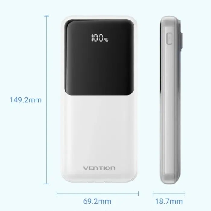 Vention 10000mAh 22.5W 3A PD Black (FHOB0) Габаритні розміри