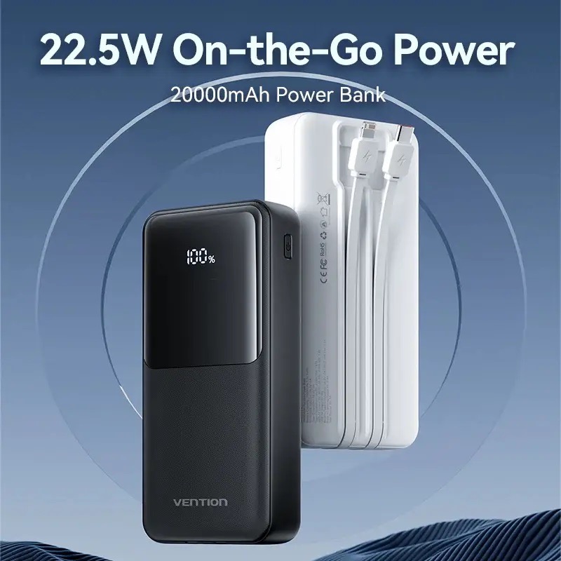 Повербанк Vention 20000mAh 22.5W 3A PD Black (FHPB0) ціна 949 грн - фотографія 2