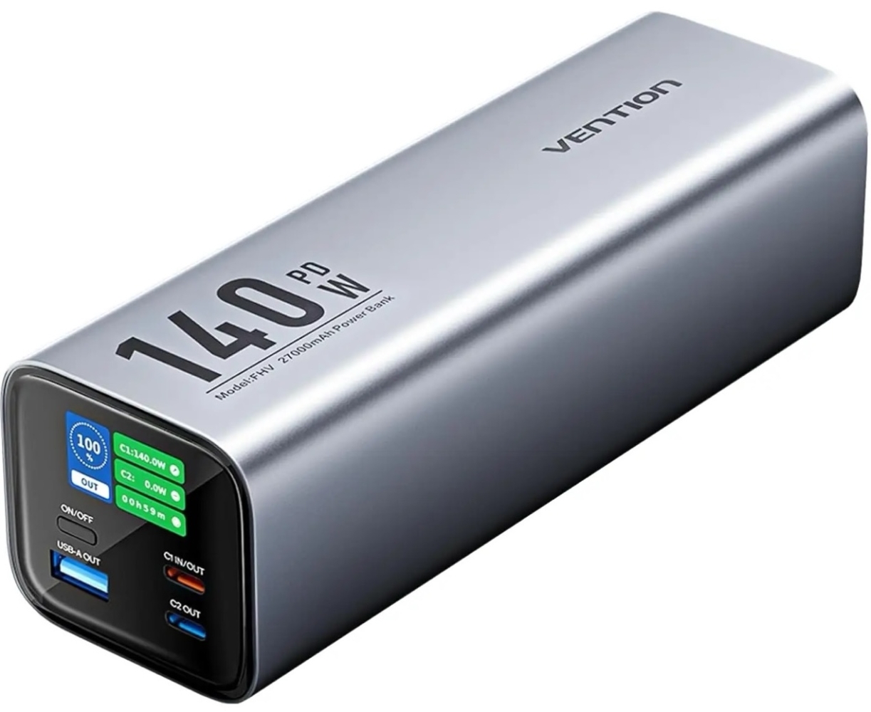 Vention 27000mAh 140W 5A PD, LED Display Gray (FHVH0)