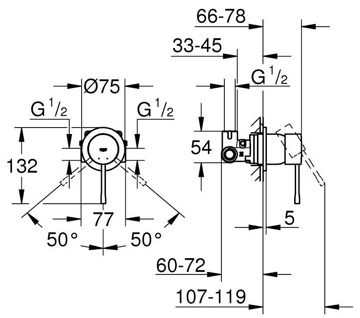 Grohe Essence 29197KF0 Габаритные размеры