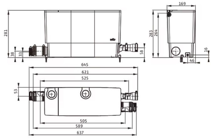 Wilo DrainLift MINI5-XS/C-EF (6095129) Габаритні розміри