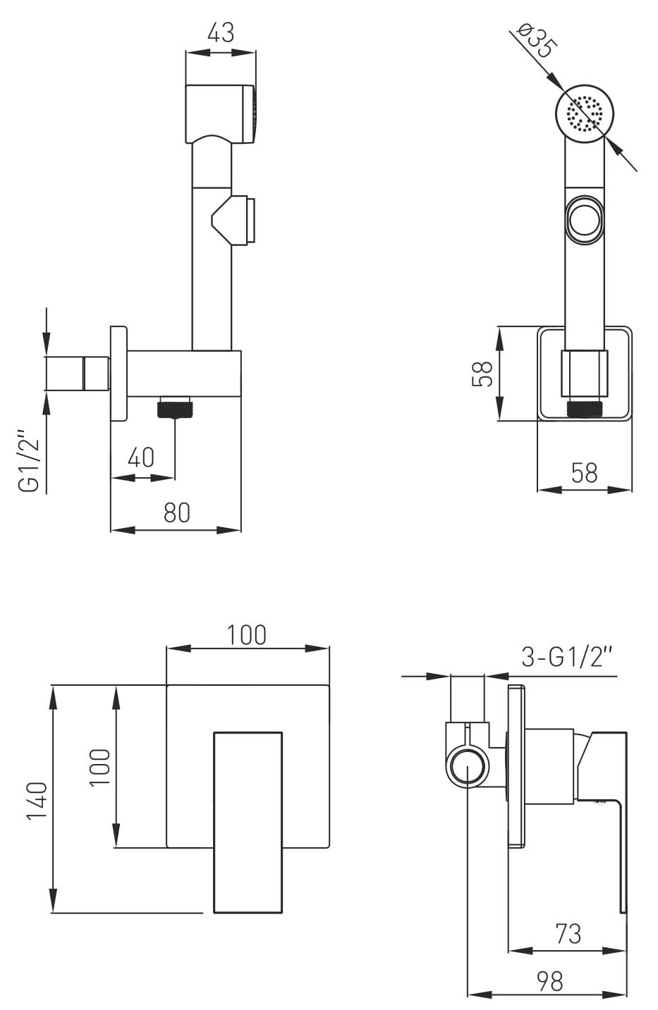 Volle Sistema L1511.160104 Габаритные размеры