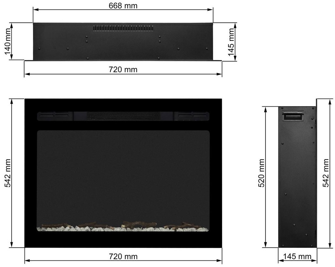 ArtiFlame AF27WR Габаритные размеры
