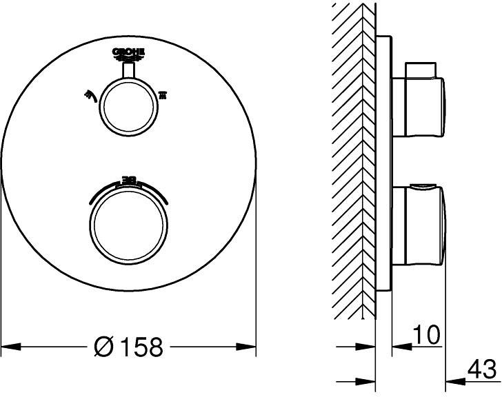 Grohe Grohtherm 1022082430 Габаритні розміри