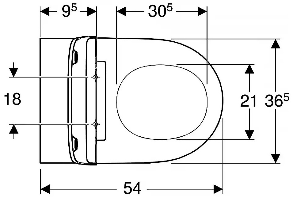 Geberit One Rimfree TurboFlush 500.202.JT.1 Габаритні розміри