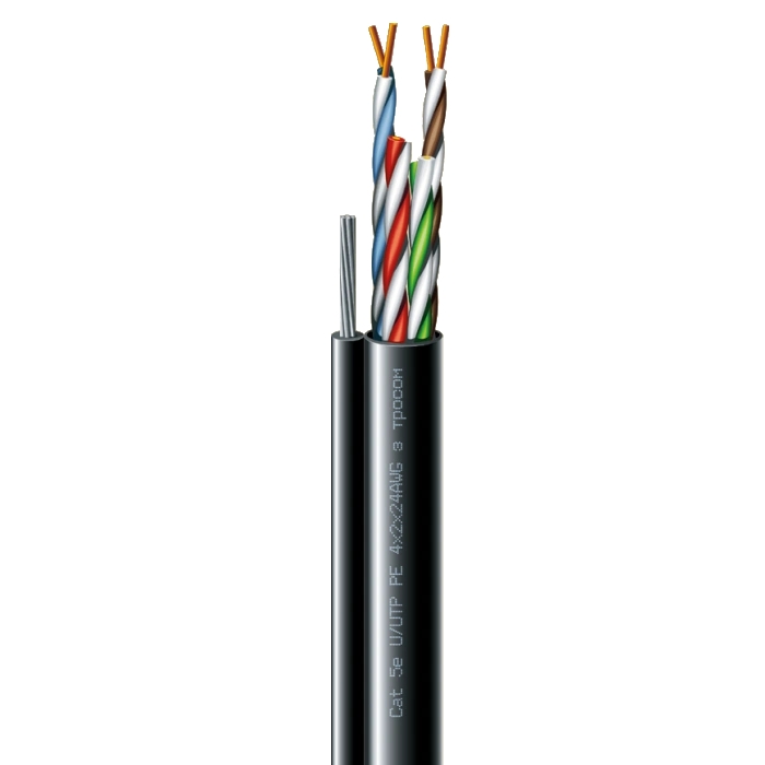 Кабель симетричний (вита пара) ЗЗКМ Cat 5e U/UTP 4x2x24AWG PE з тросом, 305 м (70910181)