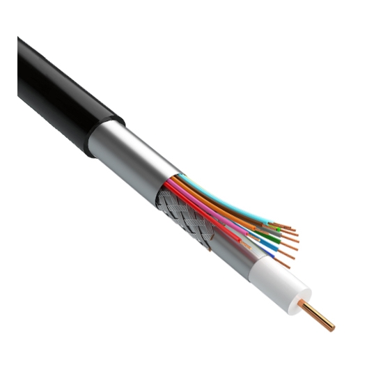 Кабель коаксіальний (радіочастотний) Одескабель CCTV mini RG-59+(2x0.5+2x0.22)P, 305 м, чорний (4929)