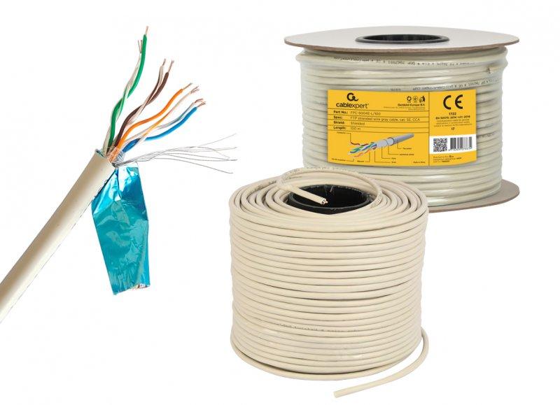 Кабель симметричный (витая пара) Cablexpert Cat 5e F/UTP 4x2x24AWG CCA, 100 м (FPC-5004E-L/100) цена 999 грн - фотография 2